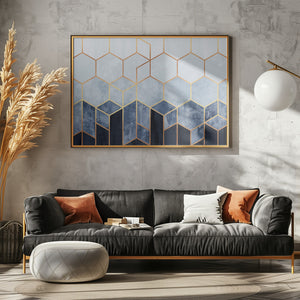 Art Prints of Soft Blue Hexagons