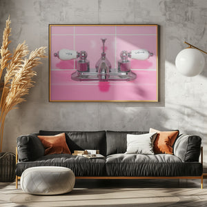 Art Prints of Retro Pink Sink Faucet