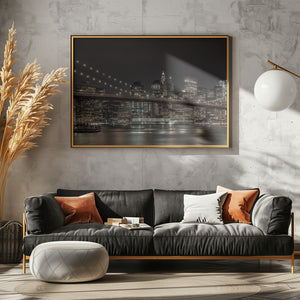 Art Prints of MANHATTAN SKYLINE & BROOKLYN BRIDGE Idyllic Nightscape