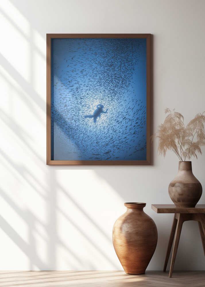 Diver and shoal of fish