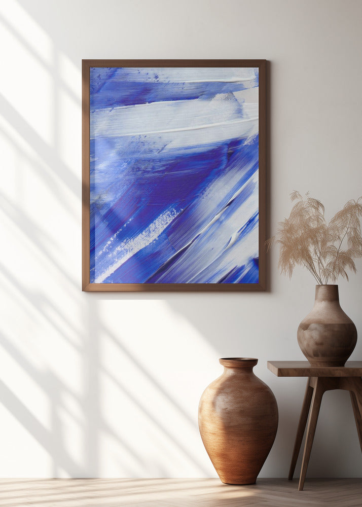Art Prints of White on Blue Brush Strokes