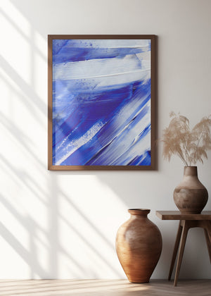 Art Prints of White on Blue Brush Strokes