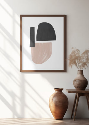 Art Prints of Black and Nude Abstract Shapes