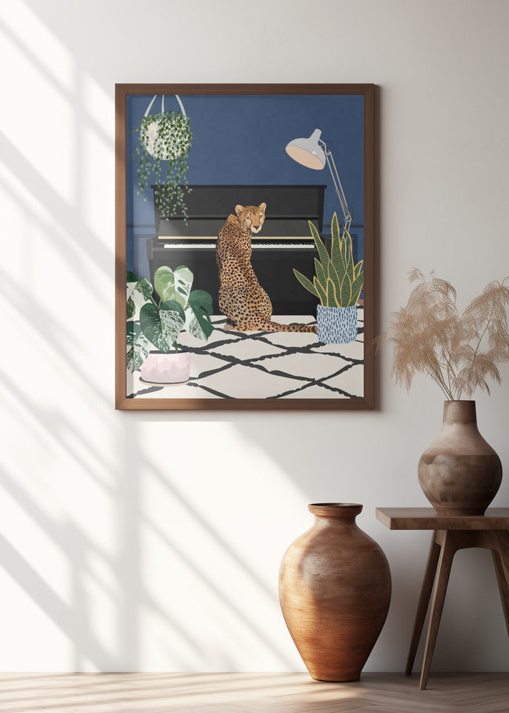 Cheetah playing piano