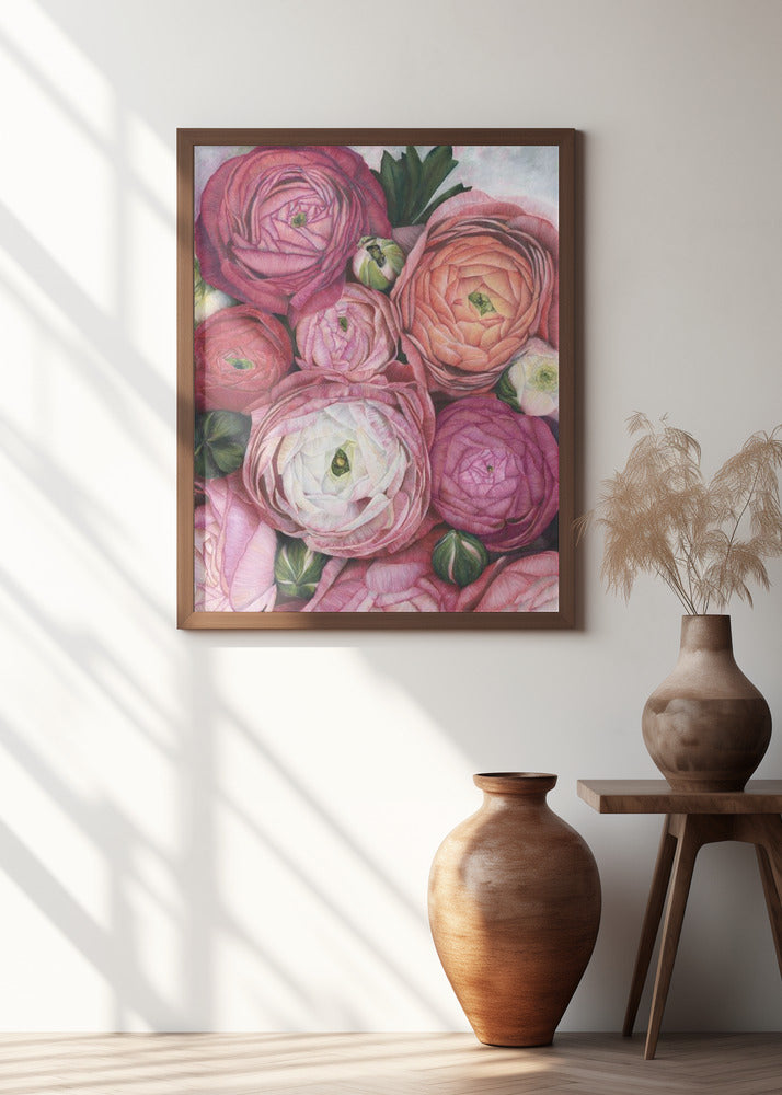 Arleth ranunculus bouquet in warm pink