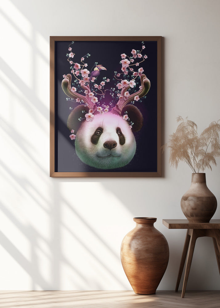Canvas Art Print panda horns up