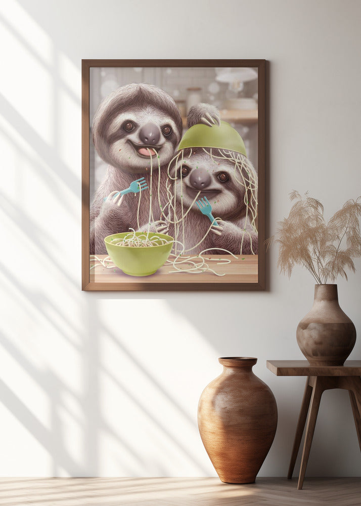 YOUNG SLOTH EATING SPAGETTI