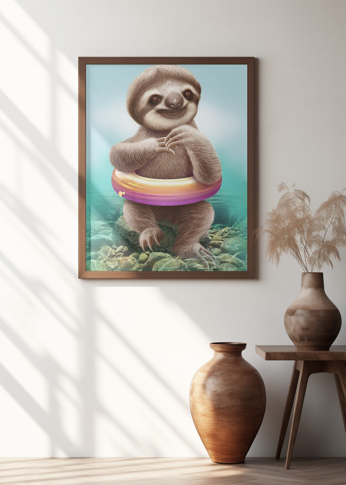 YOUNG SLOTH WITH BUOY