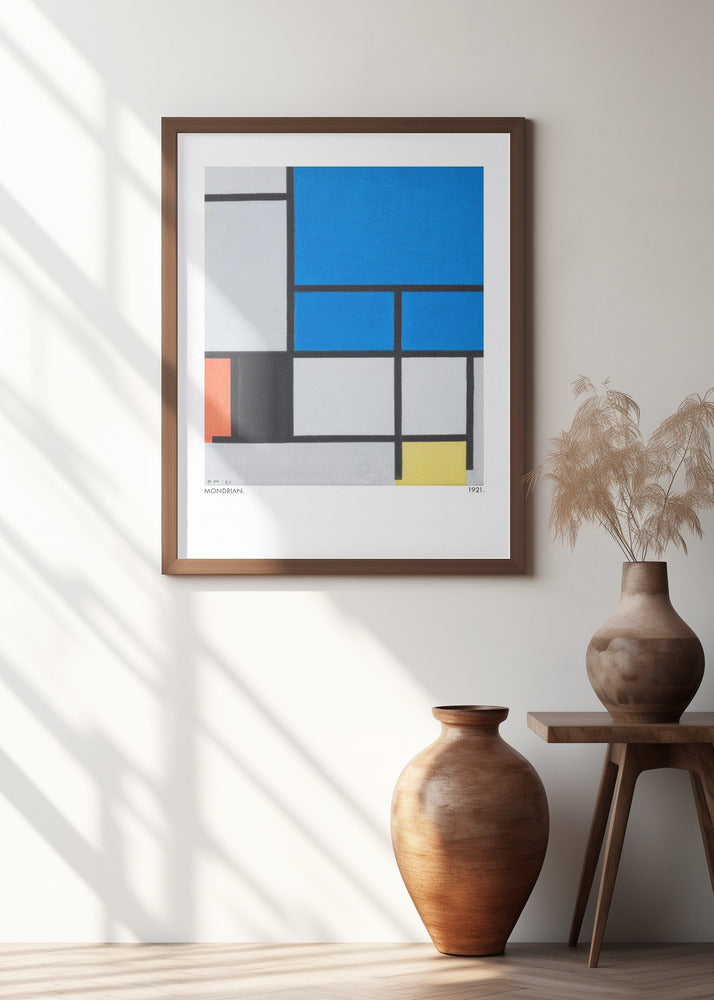 Composition with Large Blue Plane, Red, Black, Yellow, and Gray 1921