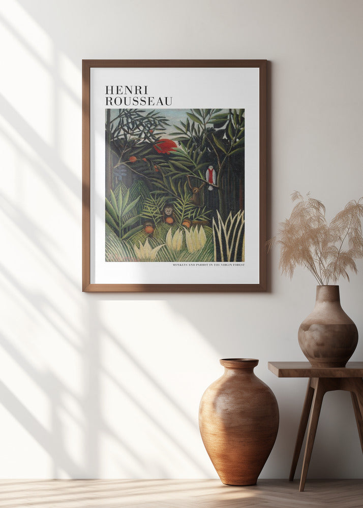 Monkeys And Parrot In The Virgin Forest