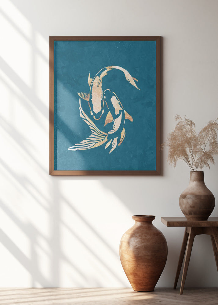 Gold Blue Koi Fish