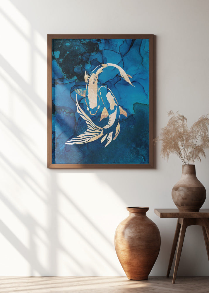 Gold koi fish swimming