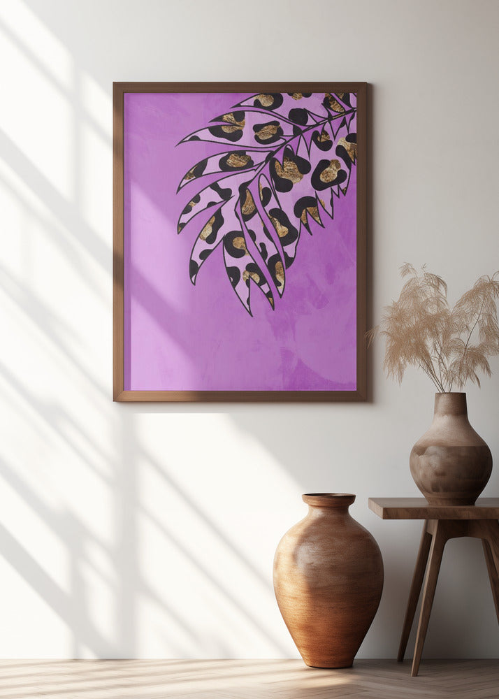 Pink leopard print palm leaf