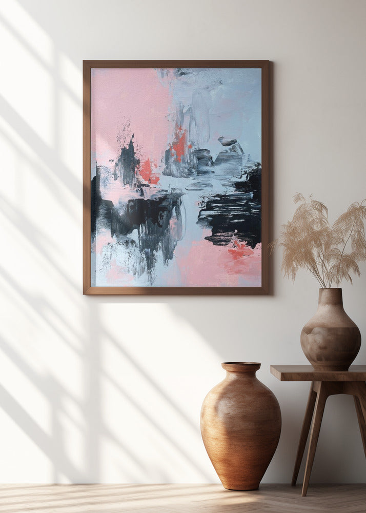 Art Prints of Pink and Grey Abstract 2