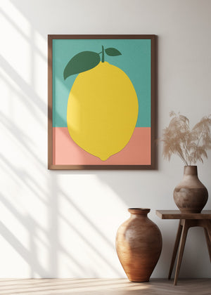 Art Prints of Lemon With Two Leaves