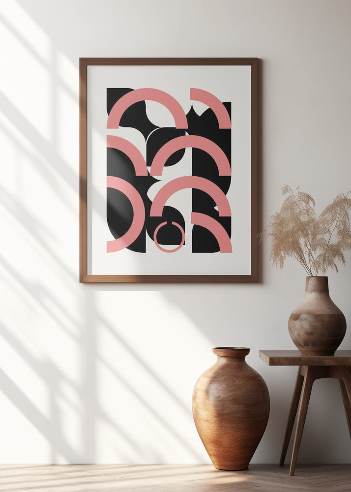 Geometrical Semi Circles In Pink