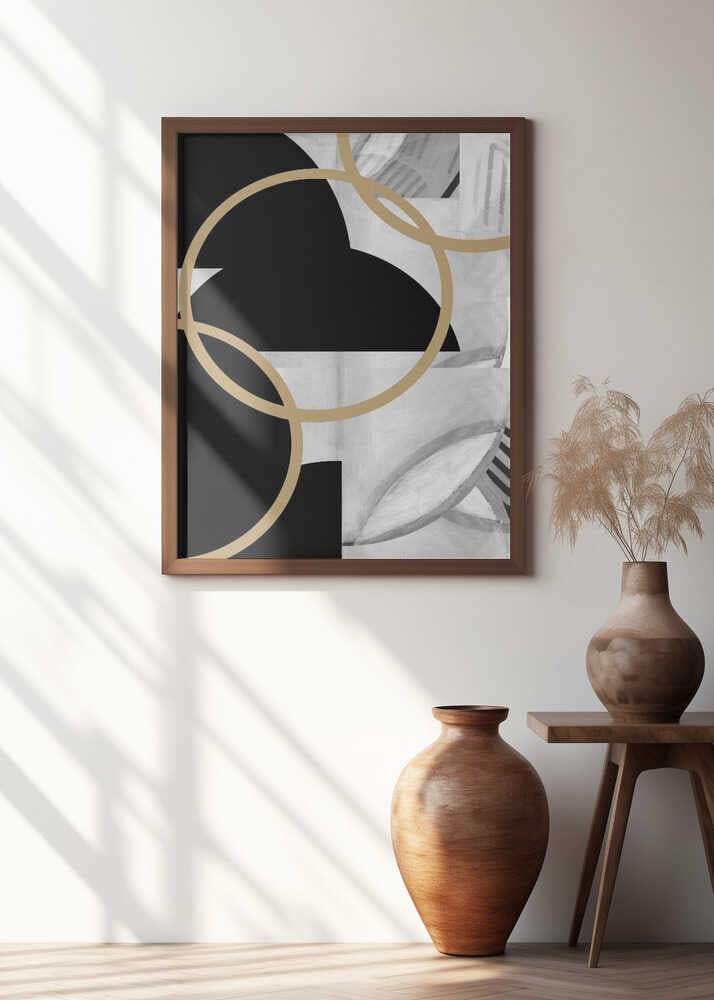 Black and White Stripes Gold Spheres No3