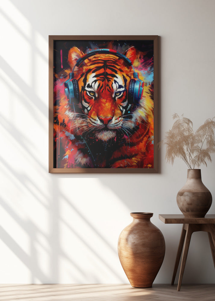 Tiger With Headphones animal