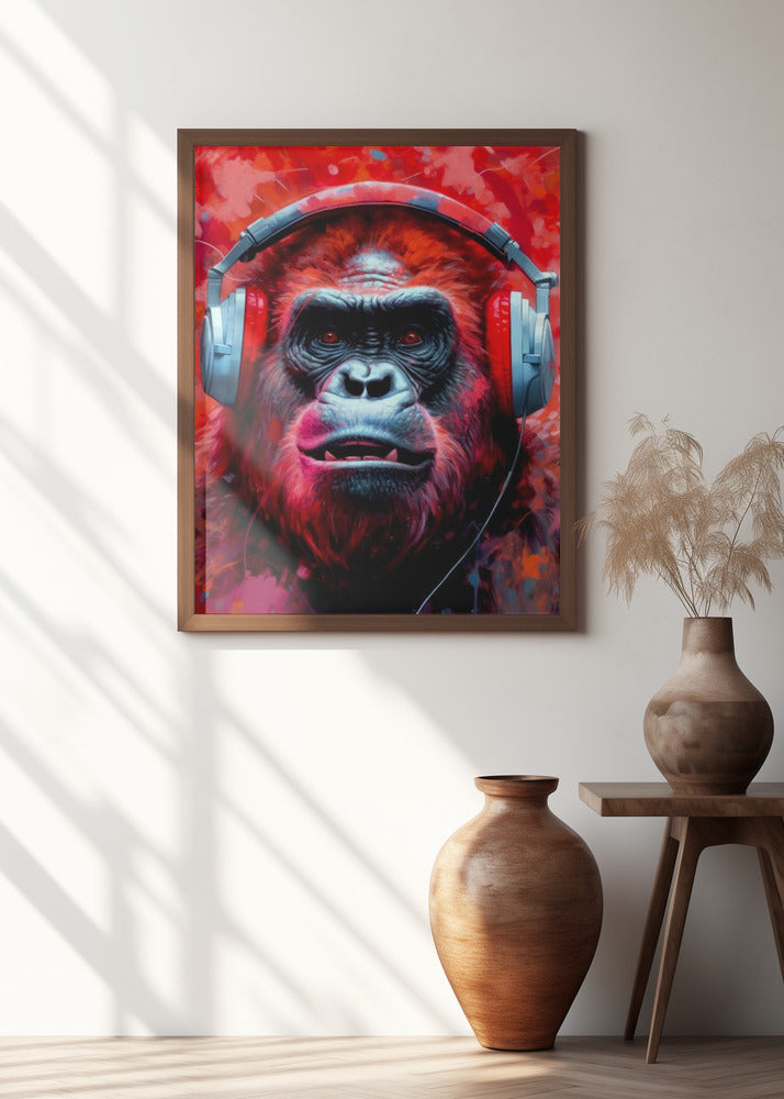Gorilla With Headphones animal