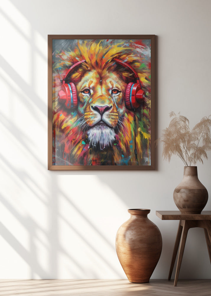 Lion With Headphones animal