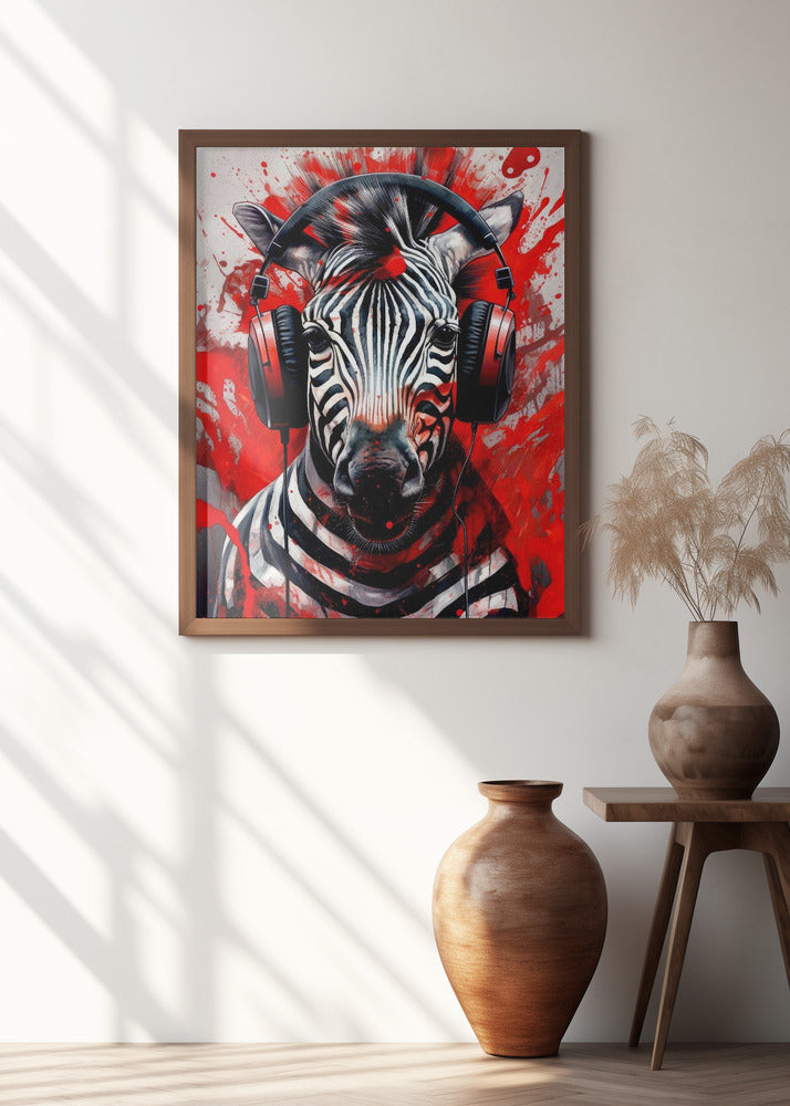 Zebra With Headphones animal