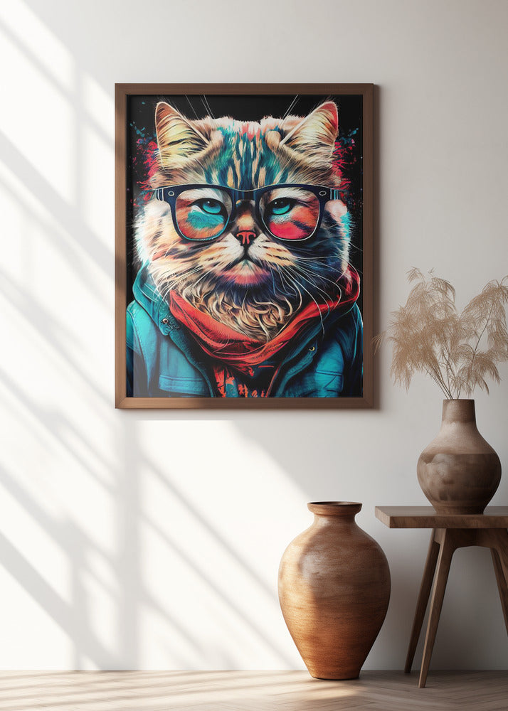Hipster cat animal art