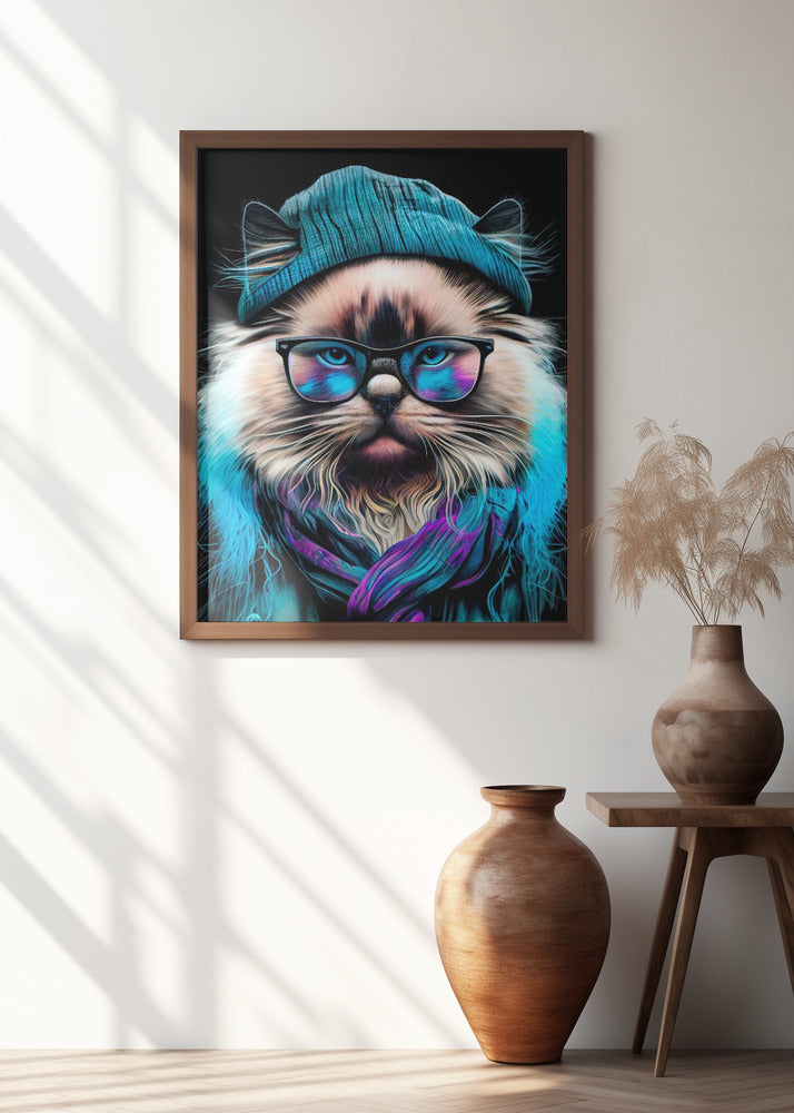Hipster cat animal art