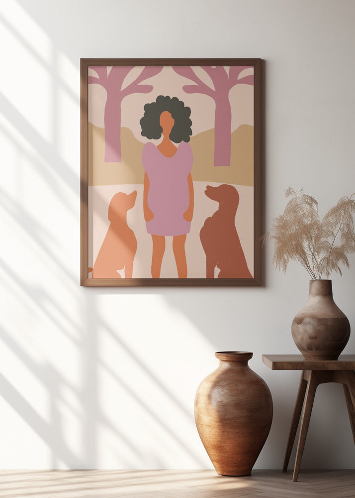 Art Prints of Lady in dog park