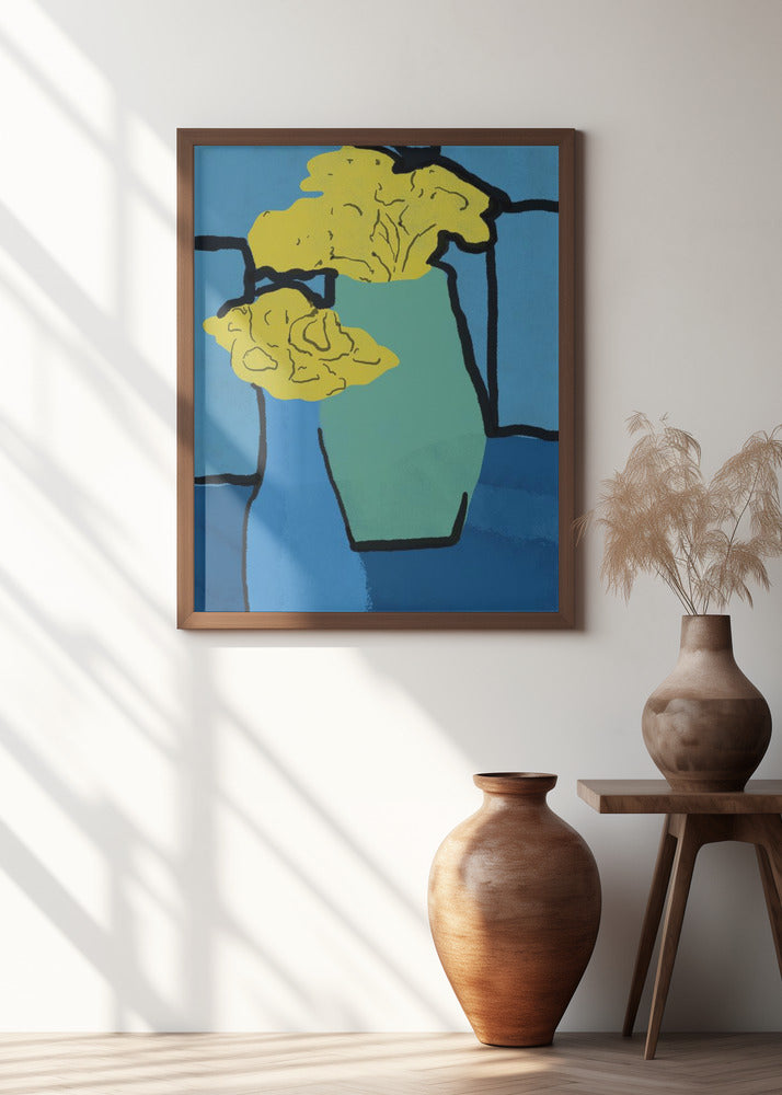 Art Prints of Blue and yellow still life arrangement