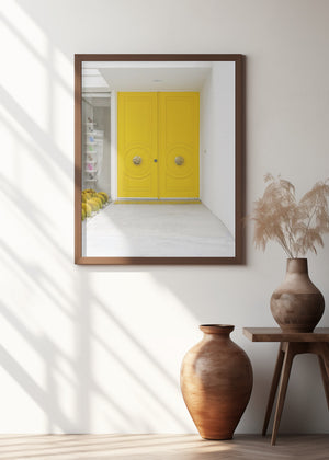 Art Prints of Canary Yellow Doors on a Mid-Century Modern