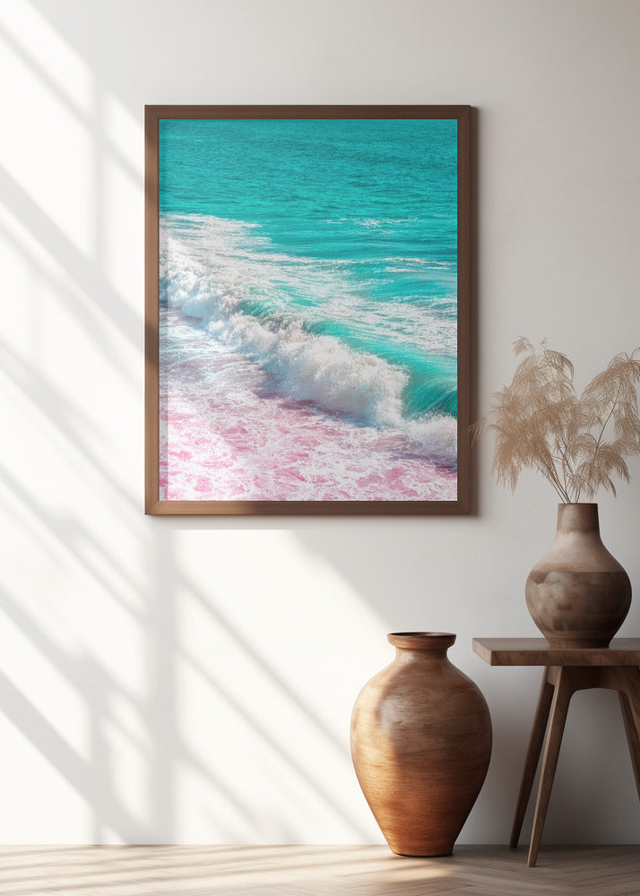 Waves Crashing in Pink and Blue