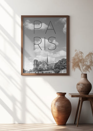 Art Prints of PARIS Cathedral Notre-Dame | Text & Skyline