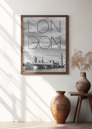 Art Prints of LONDON Westminster Bridge | Text & Skyline