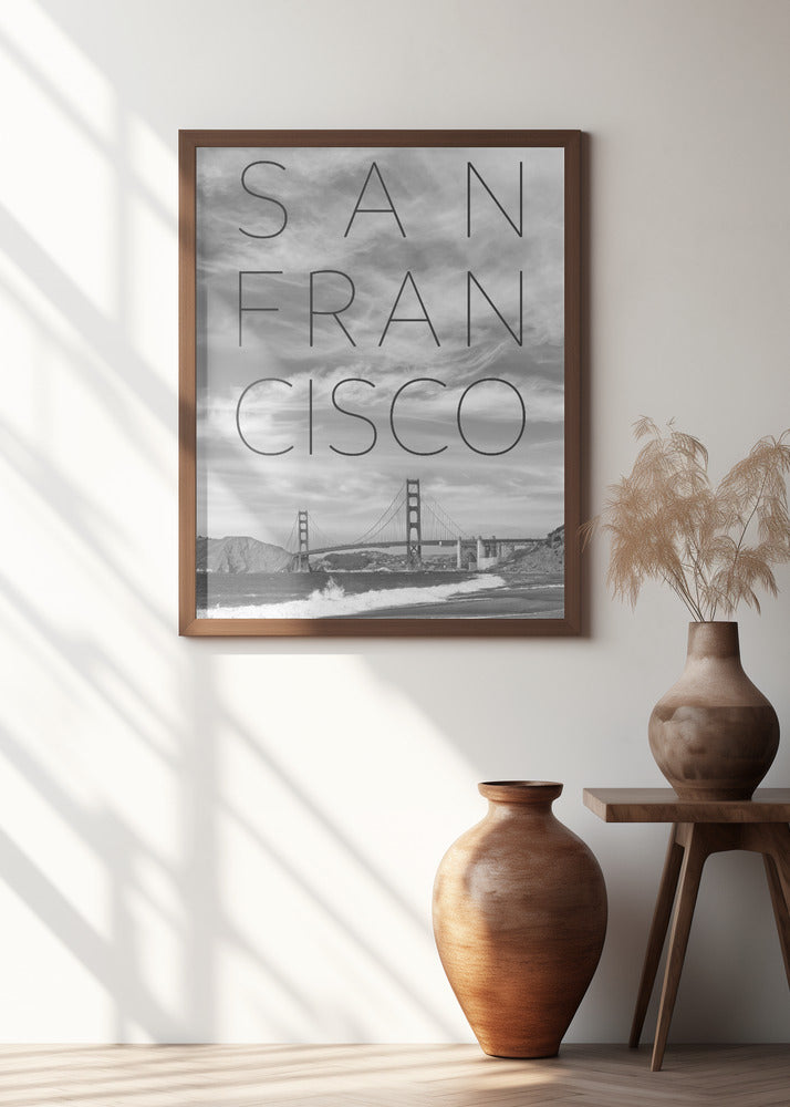 Art Prints of Golden Gate Bridge & Baker Beach | Text & Skyline