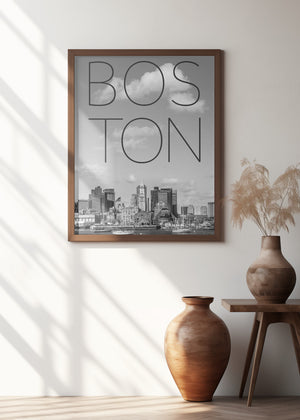 Art Prints of BOSTON Skyline North End & Financial District | Text & Skyline