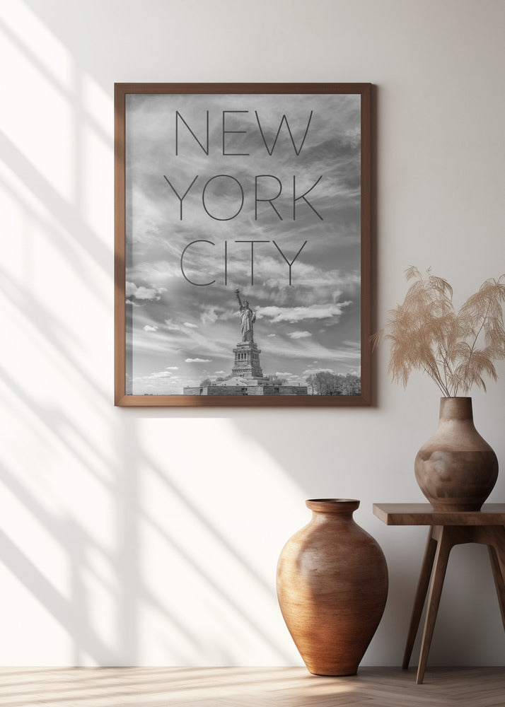 Art Prints of NYC Statue of Liberty | Text & Skyline