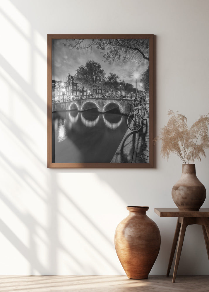 AMSTERDAM Idyllic nightscape from Keizersgracht - Monochrome