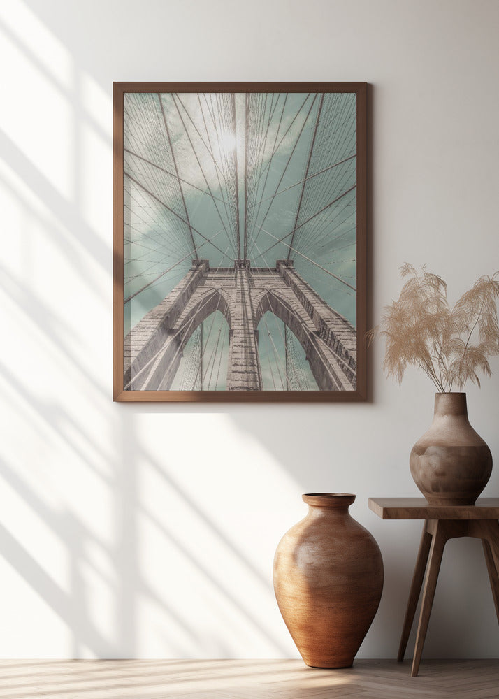 Art Prints of NEW YORK CITY Brooklyn Bridge in Detail | urban vintage style