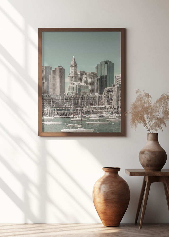 Art Prints of BOSTON Skyline North End & Financial District | urban vintage style