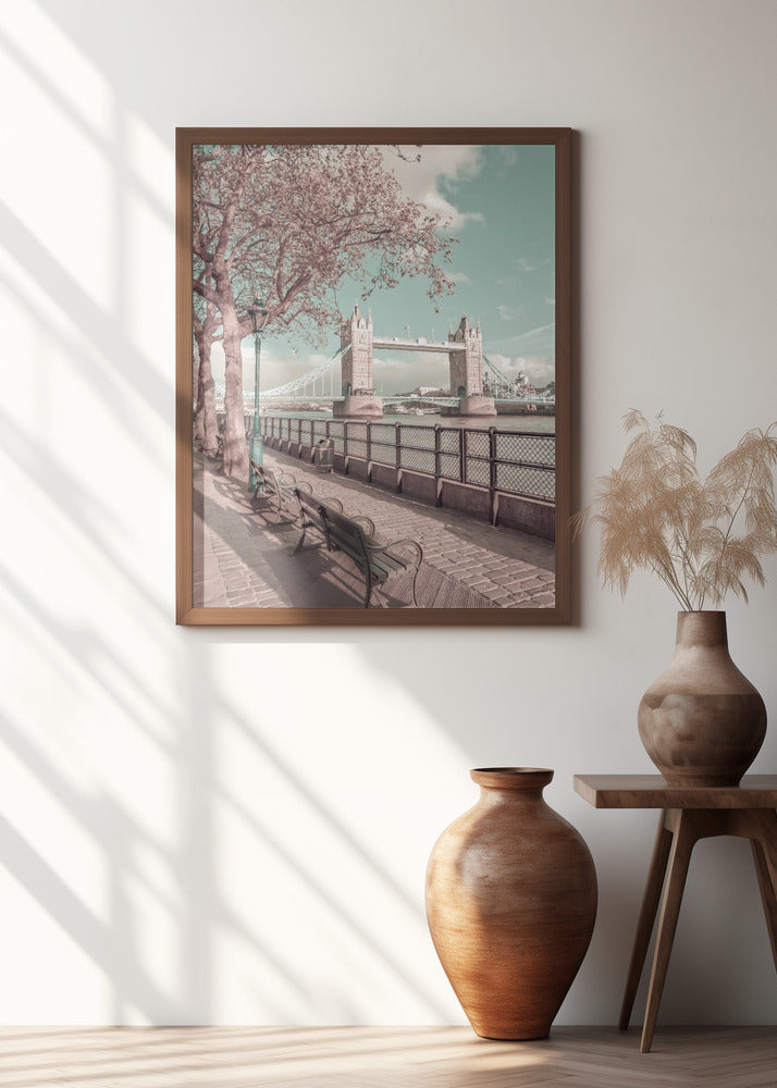 Art Prints of LONDON Thames Riverside & Tower Bridge | urban vintage style