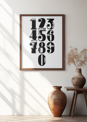 Art Prints of Numbers White