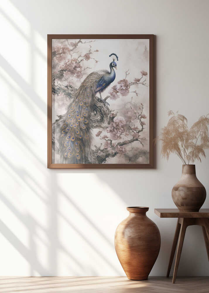 Peacock Chinoiserie Blue Beige