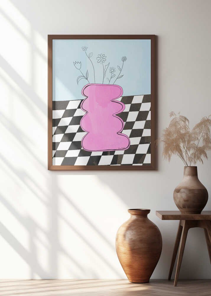 Checkerboard Vase Pink