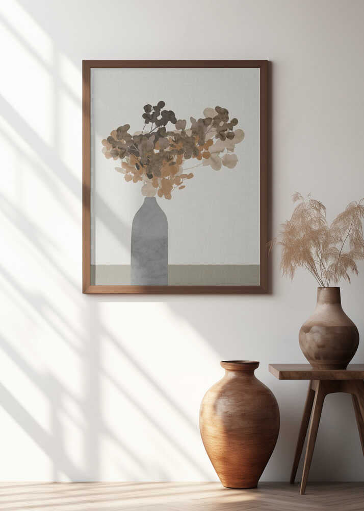 Rust Brown Dried Flowers In Vase On Table 2