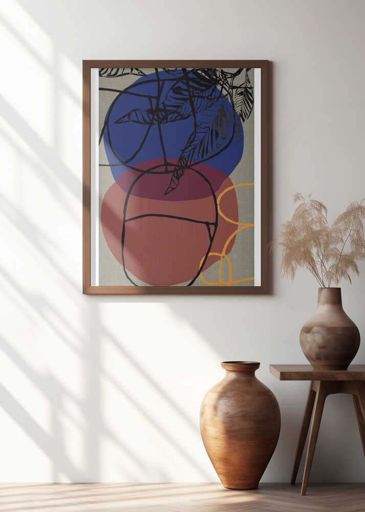 Woodblock Leaf Purple Blue Red Abstract 3 Final