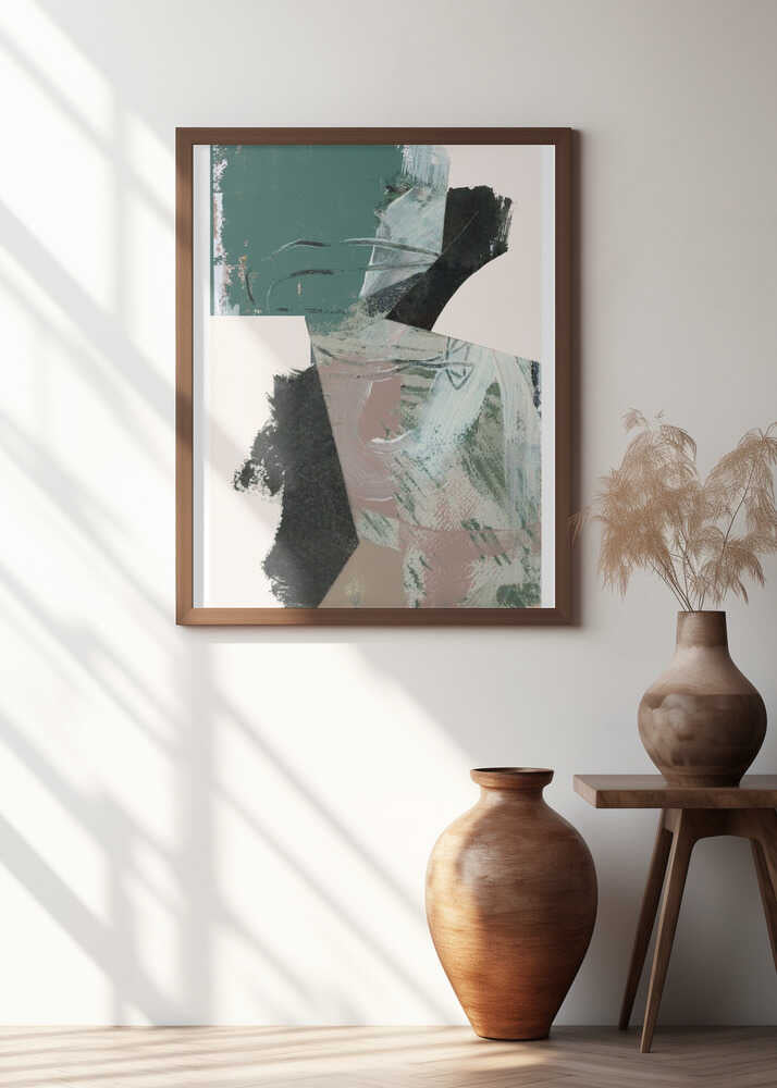 Green Peach Neutral Black Abstract 1