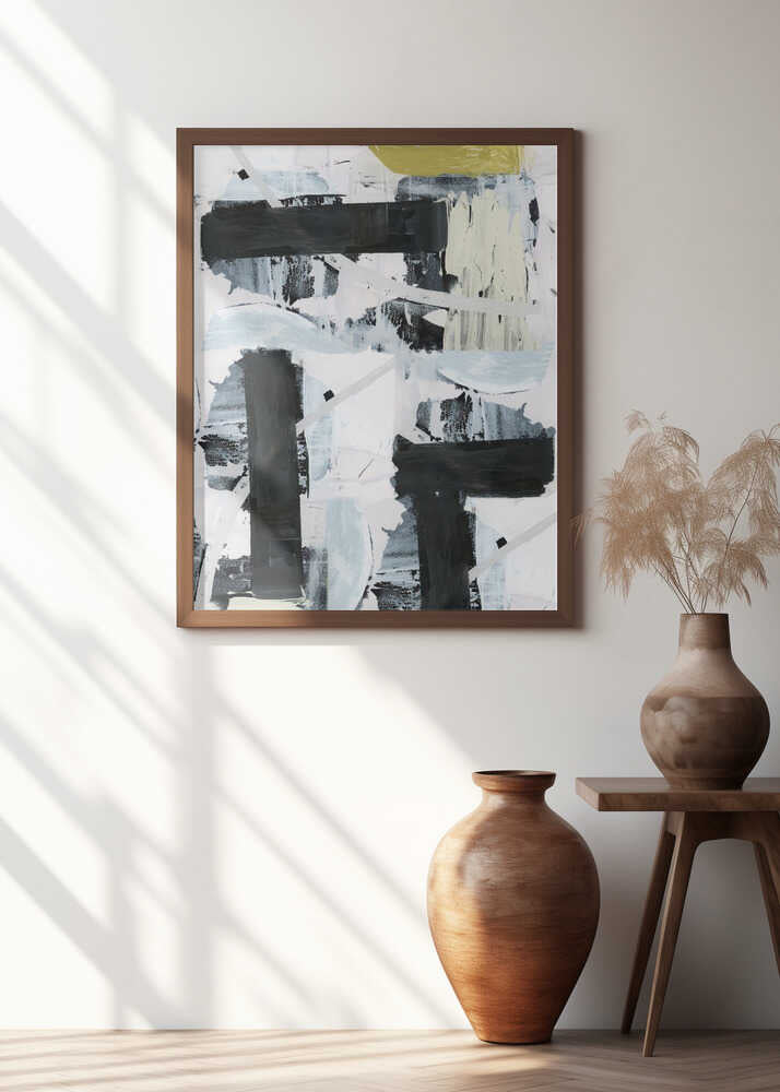 Black and White and Gold Abstract 1