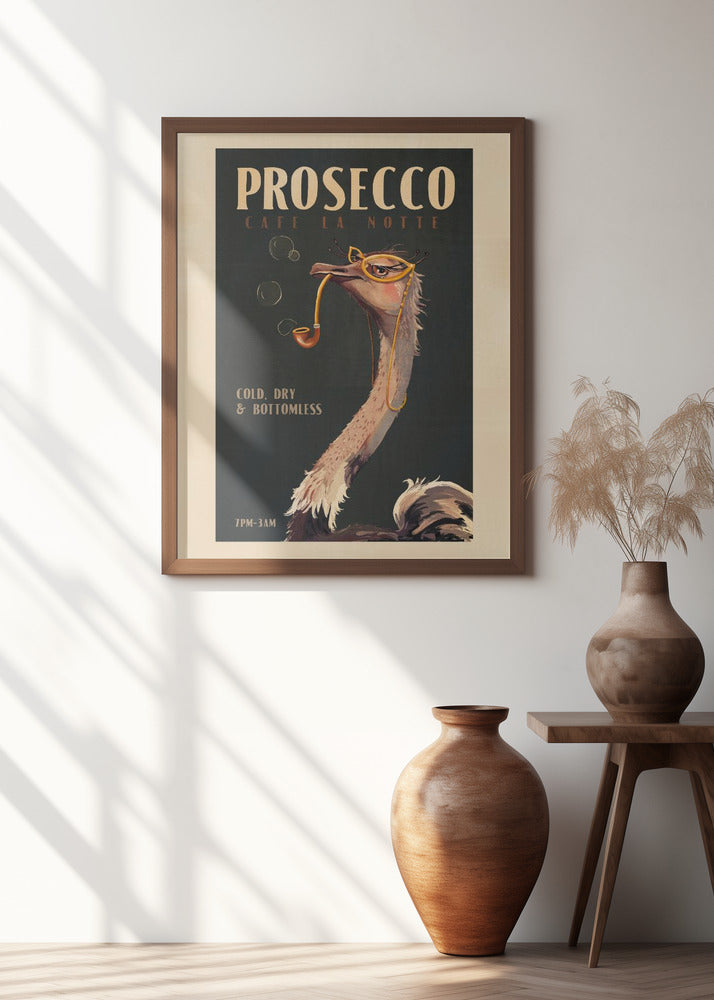 Art Deco Prosecco Wall Art Of An Ostrich