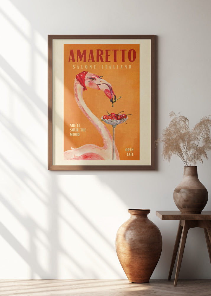 Amaretto Flamingo Art Deco Italian Cafe Travel Art