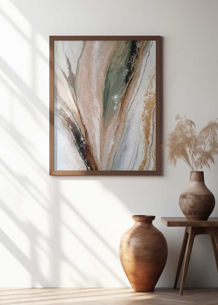 Flowing Patterns In Earth Tones And Green Hues